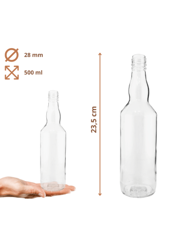Szklane butelki na alkohol - galoniki - Butelki 500 ml na sok nalewkę syrop tradycyjne fi28 6szt BEZ NAKRETEK - product 3