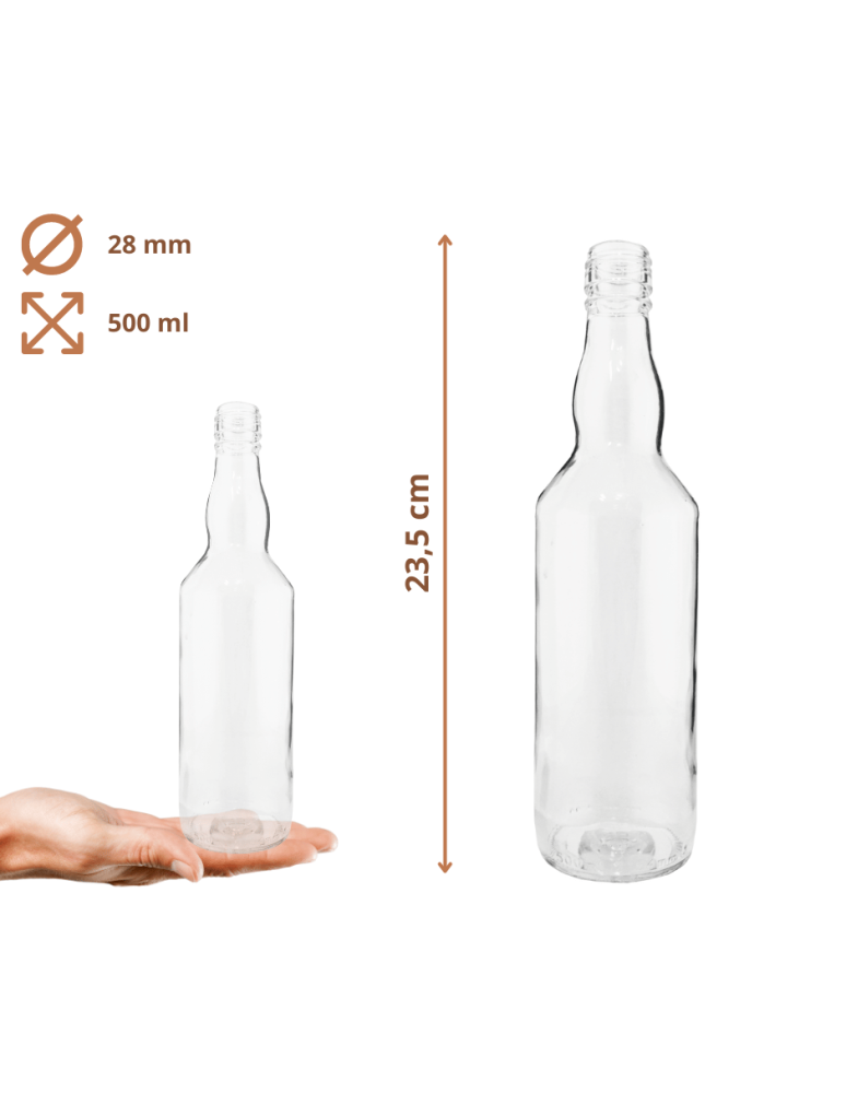 Szklane butelki na alkohol - galoniki - Butelki 500 ml na sok nalewkę syrop tradycyjne fi28 60szt BEZ NAKRETEK - product b2b.wamar.biz 3
