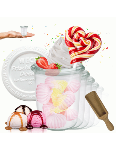 Słoiki Weck 160ml przetwory MOLD żaroodporne plastikowe wieka MIARKA 12szt