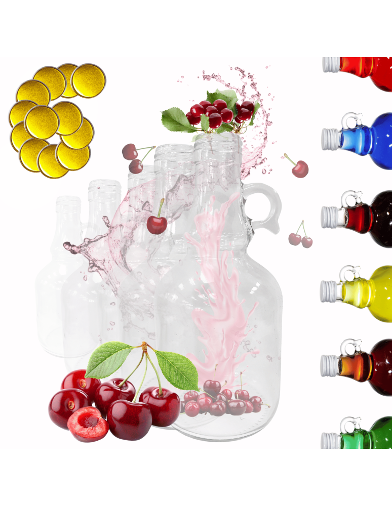 Szklane butelki na alkohol - galoniki - Butelki 500 ml galon z uchwytem soki na olej oliwę fi31 6szt NAKRĘTKI - product b2b.wamar.biz 1