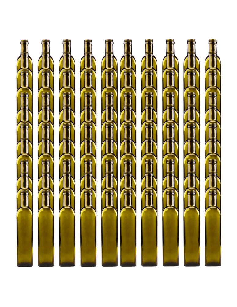 Szklane butelki na alkohol - galoniki - Butelki 500 ml maraski kwadratowe zielone na oliwę fi31 100szt BEZ NAKRETEK - product b2b.wamar.biz 2