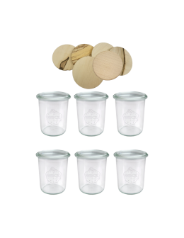 Słoiki Weck 160ml przetwory MOLD żaroodporne drewniane wieka 6szt SOLIDNE - product 2