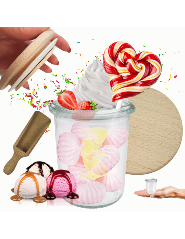 Słoik Weck 160ml na przetwory MOLD żaroodporny drewniane wieko 1szt miarka