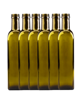 Butelki 500 ml maraski kwadratowe zielone na oliwę fi31 6szt BEZ NAKRETEK - product 2