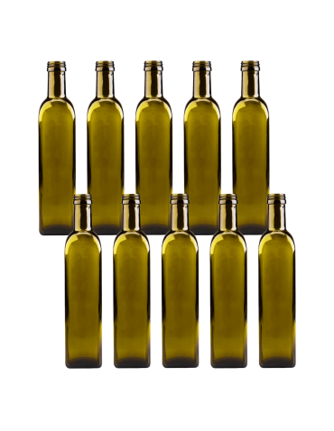 Butelki 500 ml maraski kwadratowe zielone na oliwę fi31 10szt BEZ NAKRETEK - product 2