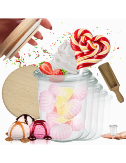 Słoiki Weck 160ml przetwory MOLD żaroodporne drewniane wieka 12szt miarka