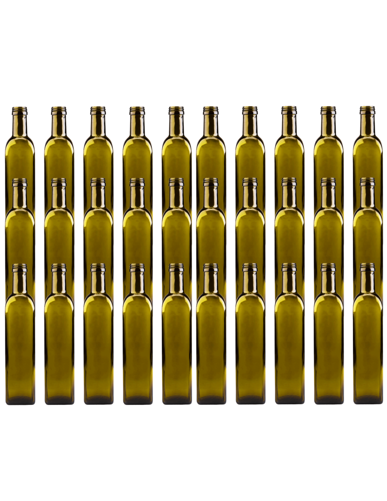 Szklane butelki na alkohol - galoniki - Butelki 500 ml maraski kwadratowe zielone na oliwę fi31 30szt BEZ NAKRETEK - product b2b.wamar.biz 2