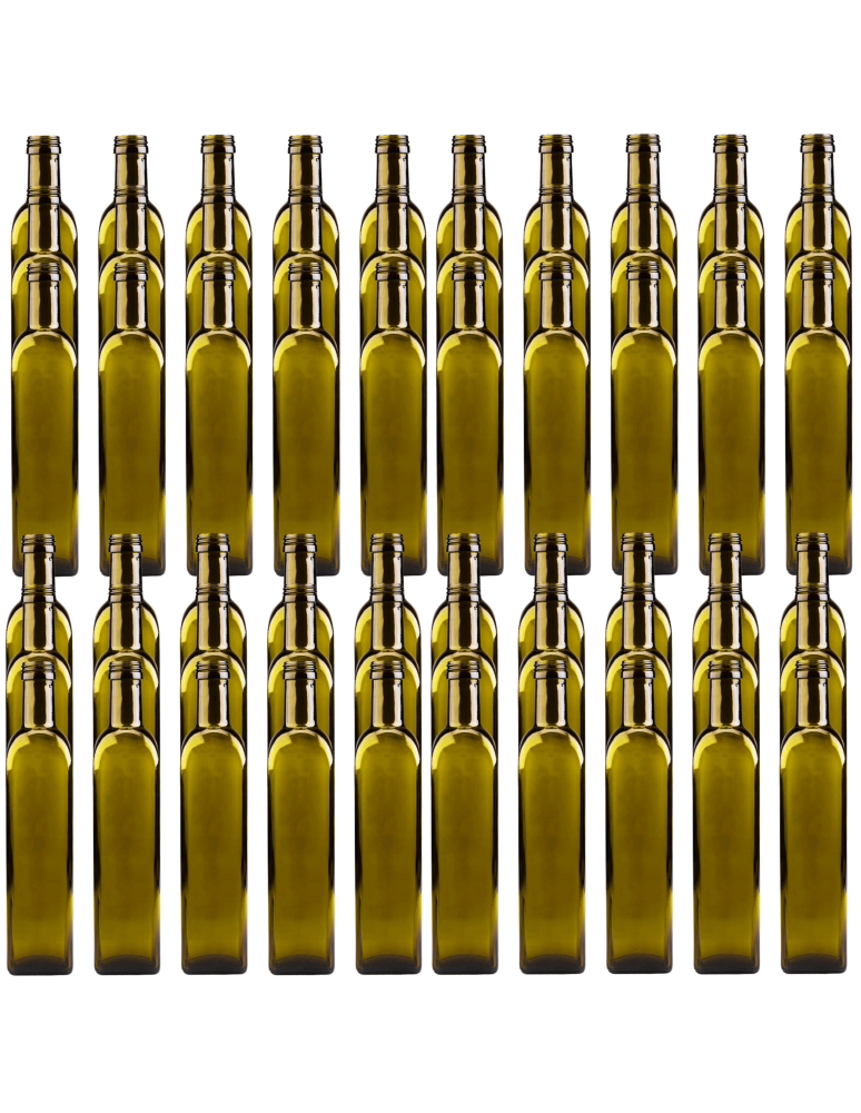 Szklane butelki na alkohol - galoniki - Butelki 500 ml maraski kwadratowe zielone na oliwę fi31 60szt BEZ NAKRETEK - product b2b.wamar.biz 2