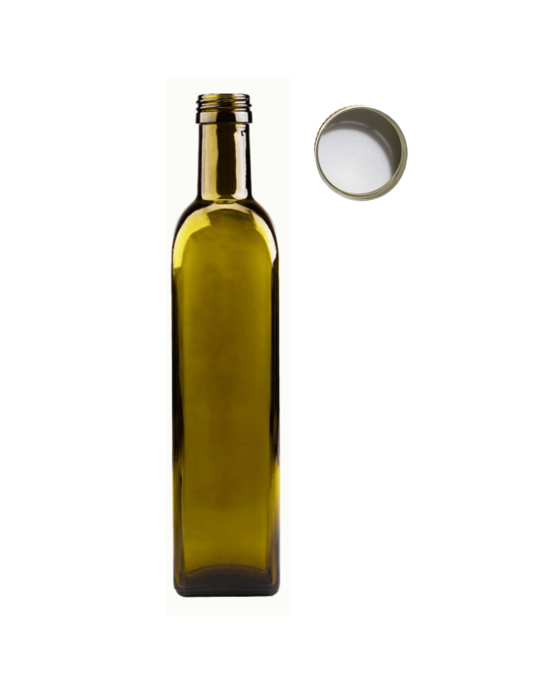 Szklane butelki na alkohol - galoniki - Butelka 500 ml maraska kwadratowa zielona na olej oliwę fi31 1szt NAKRĘTKA - product b2b.wamar.biz 2