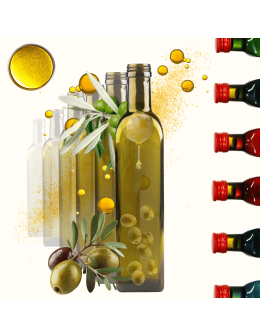 Butelki 500 ml maraski kwadratowe zielone na olej oliwę fi31 6szt NAKRĘTKI