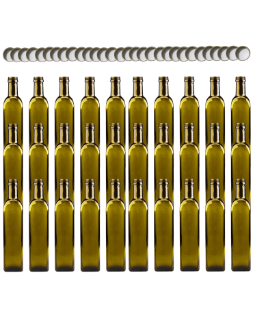 Butelki 500 ml maraski kwadratowe zielone na olej oliwę fi31 30szt NAKRĘTKI - product 2