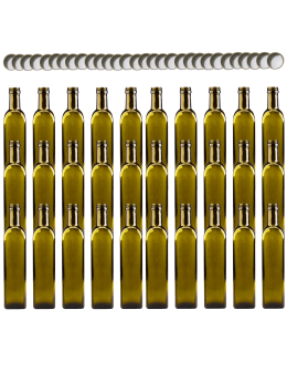 Butelki 500 ml maraski kwadratowe zielone na olej oliwę fi31 30szt NAKRĘTKI - product 2