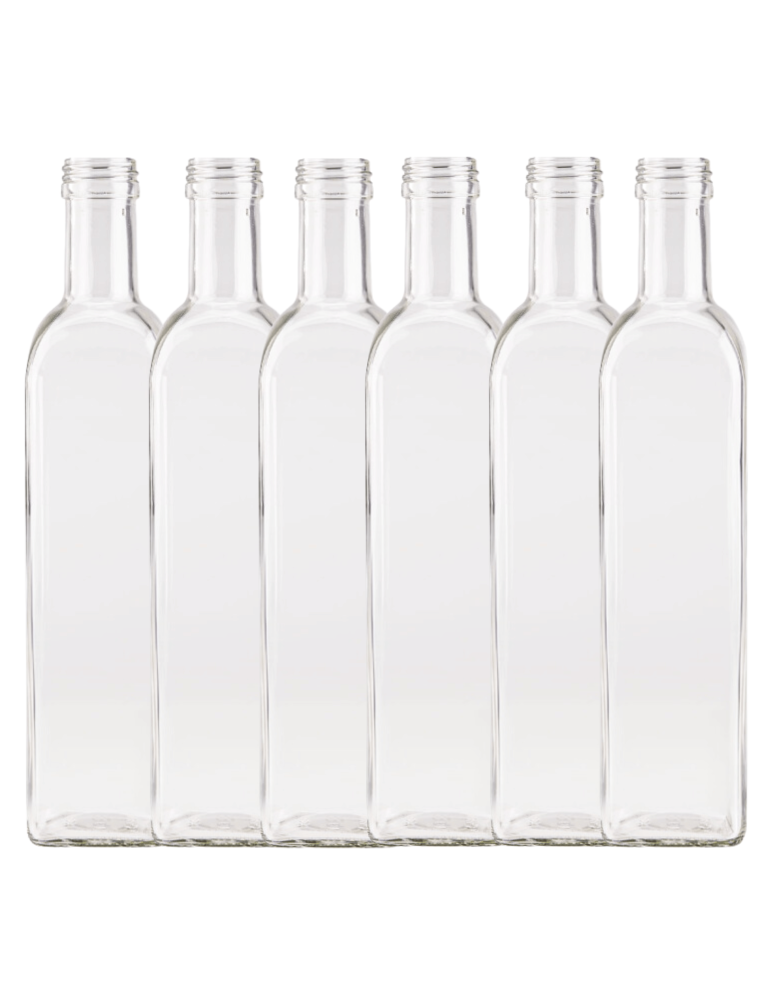 Szklane butelki na alkohol - galoniki - Butelki 500 ml maraski kwadratowe soki na olej oliwę fi31 6szt BEZ NAKRETEK - product b2b.wamar.biz 2