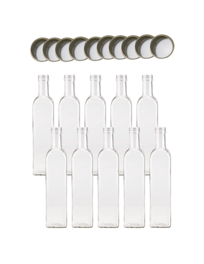 Szklane butelki na alkohol - galoniki - Butelki 500 ml maraski kwadratowe soki na olej oliwę fi31 10szt NAKRĘTKI - product b2b.wamar.biz 2