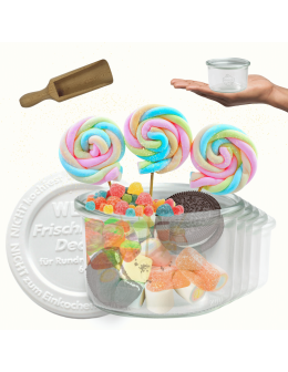 Słoiki Weck 200ml pucharek MOLD żaroodporne plastikowe wieka MIARKA 12szt