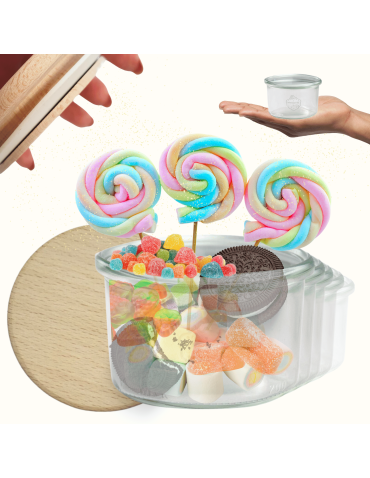 Słoiki Weck 200ml pucharek MOLD żaroodporne drewniane wieka 12szt SOLIDNE