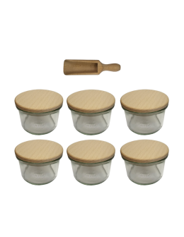 Słoiki Weck 200ml pucharek MOLD żaroodporne drewniane wieka 6szt miarka - product 2