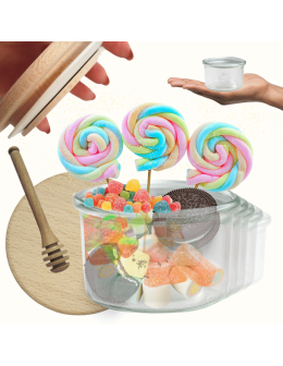 Słoiki Weck 200ml pucharek MOLD żaroodporne drewniane wieka 6szt nabierak