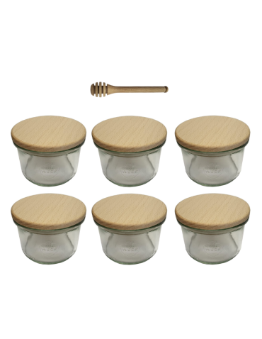 Słoiki Weck 200ml pucharek MOLD żaroodporne drewniane wieka 6szt nabierak - product 2