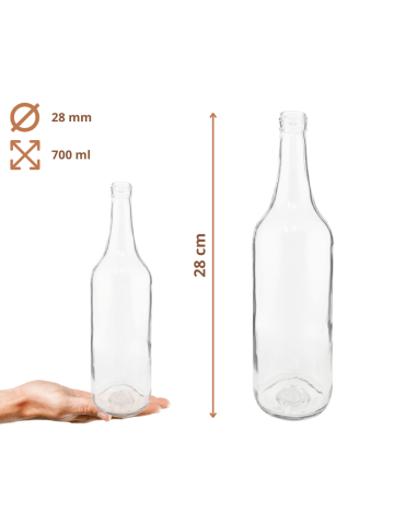 Szklane butelki na alkohol - galoniki - Butelki 700 ml na sok nalewkę syrop ocet tradycyjne fi28 6szt NAKRĘTKI - product 3