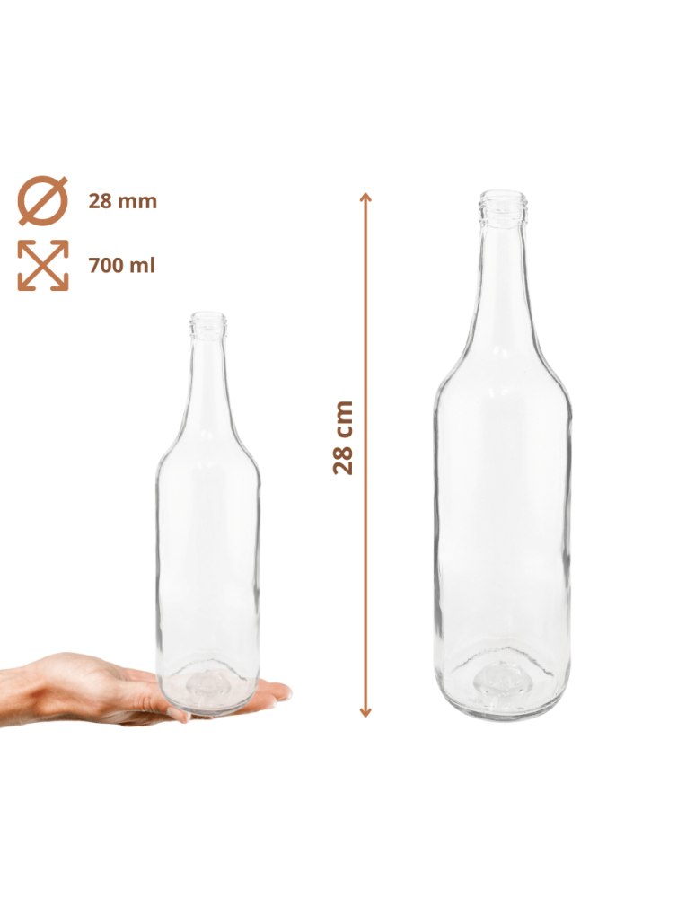 Szklane butelki na alkohol - galoniki - Butelki 700 ml na sok nalewkę syrop ocet tradycyjne fi28 10szt NAKRĘTKI - product b2b.wamar.biz 3