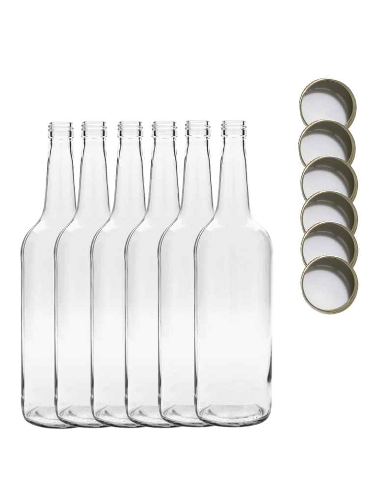 Szklane butelki na alkohol - galoniki - Butelki 1000 ml 1L na sok nalewkę syrop ocet tradycyjne fi28 6szt NAKRĘTKI - product b2b.wamar.biz 2