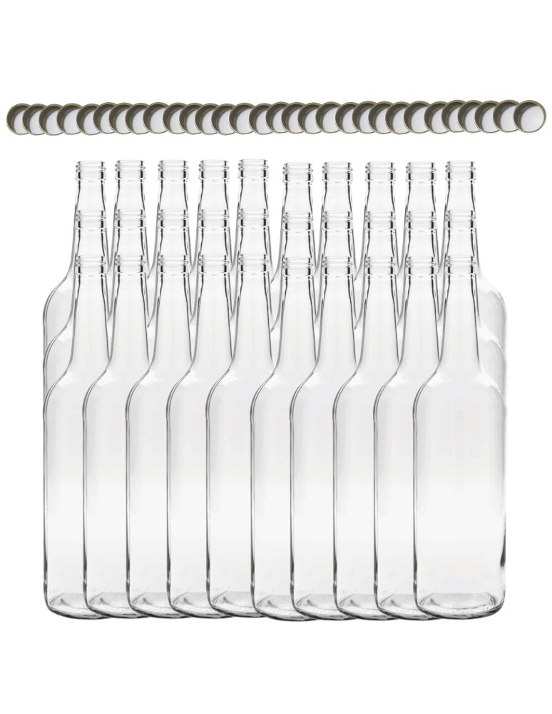 Szklane butelki na alkohol - galoniki - Butelki 1000 ml 1L na sok nalewkę syrop ocet tradycyjne fi28 30szt NAKRĘTKI - product b2b.wamar.biz 2