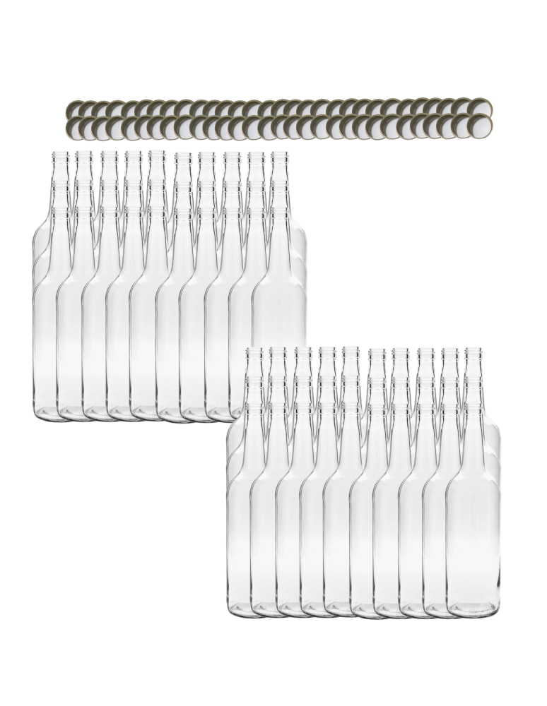 Szklane butelki na alkohol - galoniki - Butelki 1000 ml 1L na sok nalewkę syrop ocet tradycyjne fi28 60szt NAKRĘTKI - product b2b.wamar.biz 2