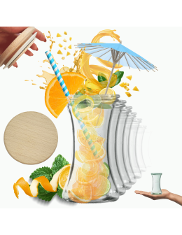 Słoiki Weck 200ml pucharek DELI żaroodporne drewniane wieka 6szt SOLIDNE