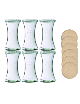 Słoiki Weck 200ml pucharek DELI żaroodporne drewniane wieka 6szt SOLIDNE - product 2