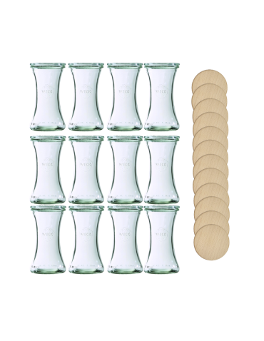 Słoiki Weck 200ml pucharek DELI żaroodporne drewniane wieka 12szt SOLIDNE - product 2