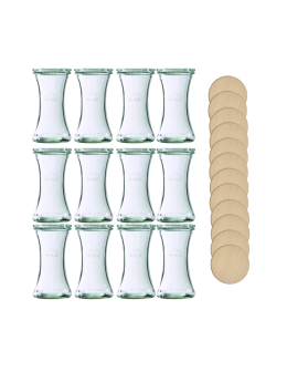 Słoiki Weck 200ml pucharek DELI żaroodporne drewniane wieka 12szt SOLIDNE - product 2