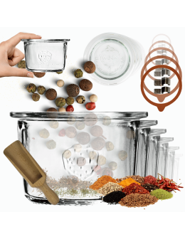 Słoiki Weck 80ml przetwory MOLD żaroodporne miara spinki wieko gumka 12szt