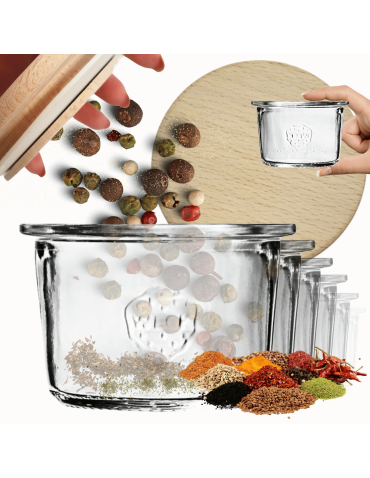 Słoiki Weck 80ml przetwory MOLD żaroodporne drewniane wieka 6szt SOLIDNE