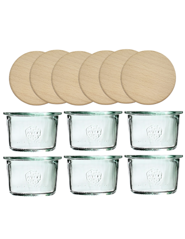 Słoiki Weck 80ml przetwory MOLD żaroodporne drewniane wieka 6szt SOLIDNE - product 2