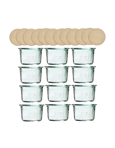 Słoiki Weck 80ml przetwory MOLD żaroodporne drewniane wieka 12szt SOLIDNE - product 2