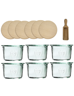 Słoiki Weck 80ml przetwory MOLD żaroodporne drewniane wieka 6szt miarka - product 2