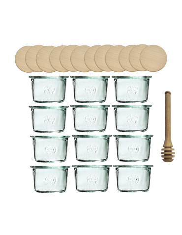 Słoiki Weck 80ml przetwory MOLD żaroodporne drewniane wieka 12szt nabierak - product 2