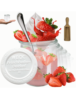 Słoiki Weck 220ml przetwory TULIP żaroodporne plastikowe wieka MIARKA 6szt