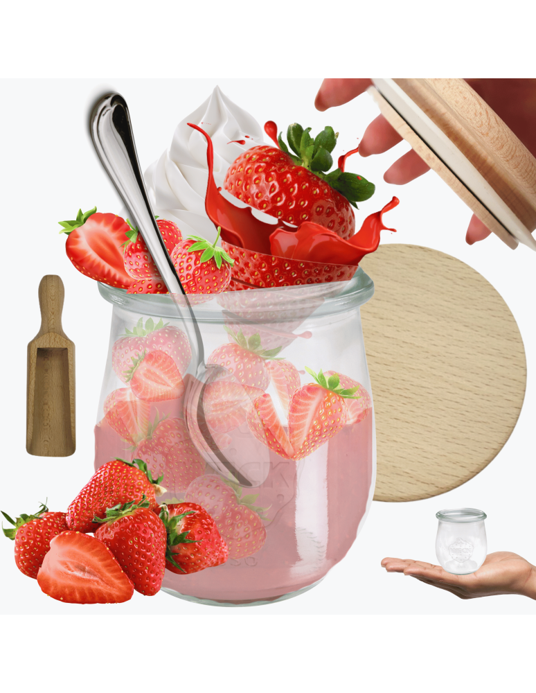 Słoiki weck - Słoik Weck 220ml na przetwory TULIP żaroodporny drewniane wieko 1szt miarka - product b2b.wamar.biz 1