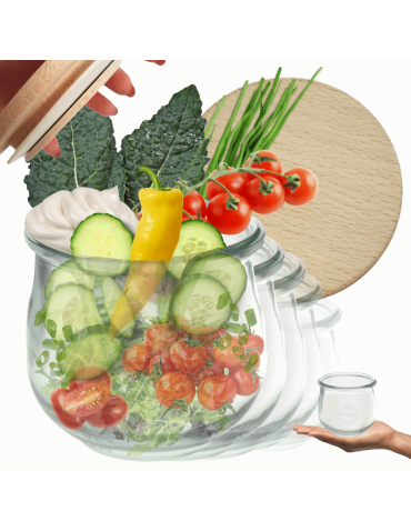 Słoiki Weck 370ml przetwory TULIP żaroodporne drewniane wieka 6szt SOLIDNE