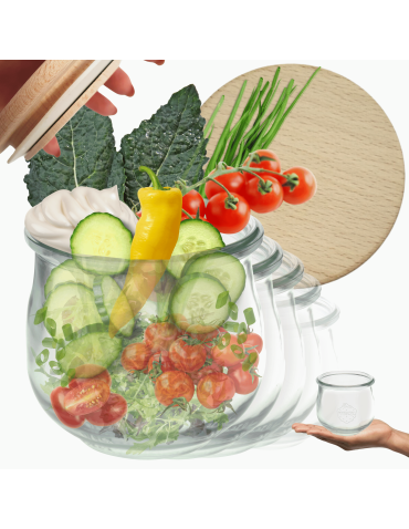 Słoiki Weck 370ml przetwory TULIP żaroodporne drewniane wieka 12szt SOLIDNE