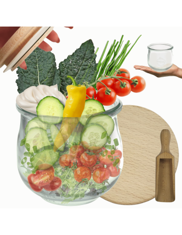 Słoik Weck 370ml na przetwory TULIP żaroodporny drewniane wieko 1szt miarka