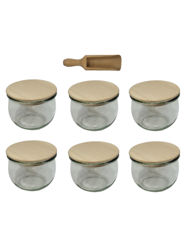Słoiki Weck 370ml przetwory TULIP żaroodporne drewniane wieka 6szt miarka - product 2