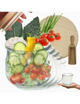 Słoiki Weck 370ml przetwory TULIP żaroodporne drewniane wieka 12szt miarka