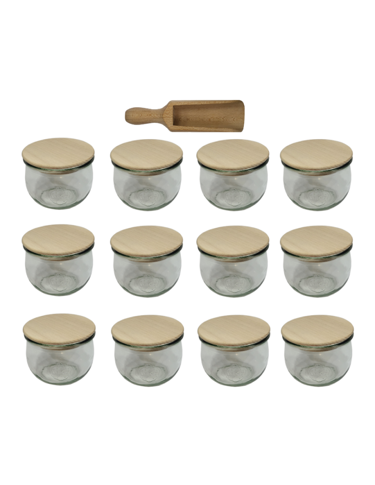 Słoiki weck - Słoiki Weck 370ml przetwory TULIP żaroodporne drewniane wieka 12szt miarka - product b2b.wamar.biz 2
