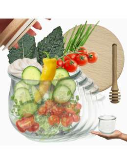 Słoiki Weck 370ml przetwory TULIP żaroodporne drewniane wieka 6szt nabierak