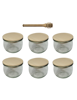Słoiki Weck 370ml przetwory TULIP żaroodporne drewniane wieka 6szt nabierak - product 2