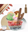 Słoiki Weck 370ml przetwory MOLD żaroodporne drewniane wieka 6szt miarka