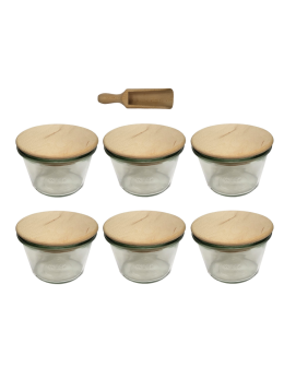 Słoiki Weck 370ml przetwory MOLD żaroodporne drewniane wieka 6szt miarka - product 2